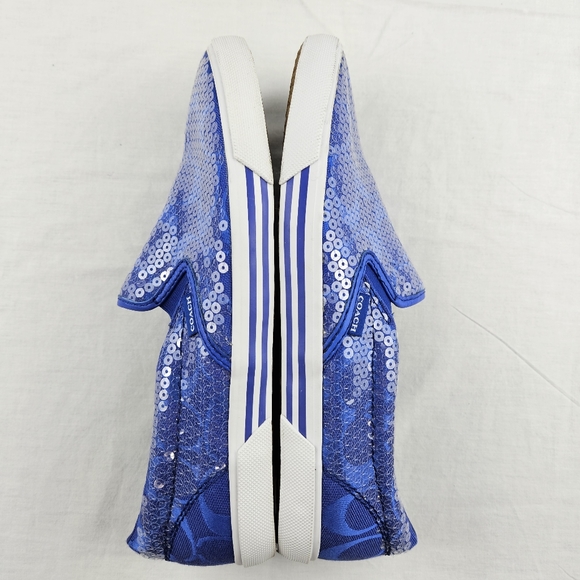 Coach blue sequin slip-on womens size 7.5 flat sneakers - Picture 14 of 16